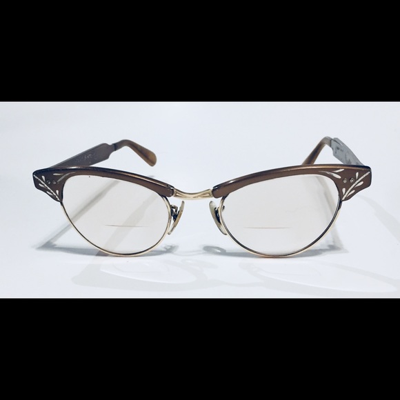 Sold Vintage Cat Eye Glasses w/ Bifocals Lens Bron - Picture 7 of 8
